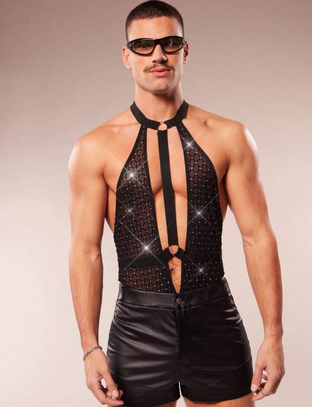 Midnight Crystal Mesh Bodysuit